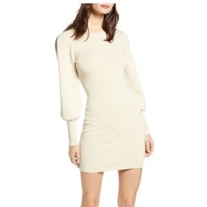 Leith Cream Puffer Sleeve Mini Dress
